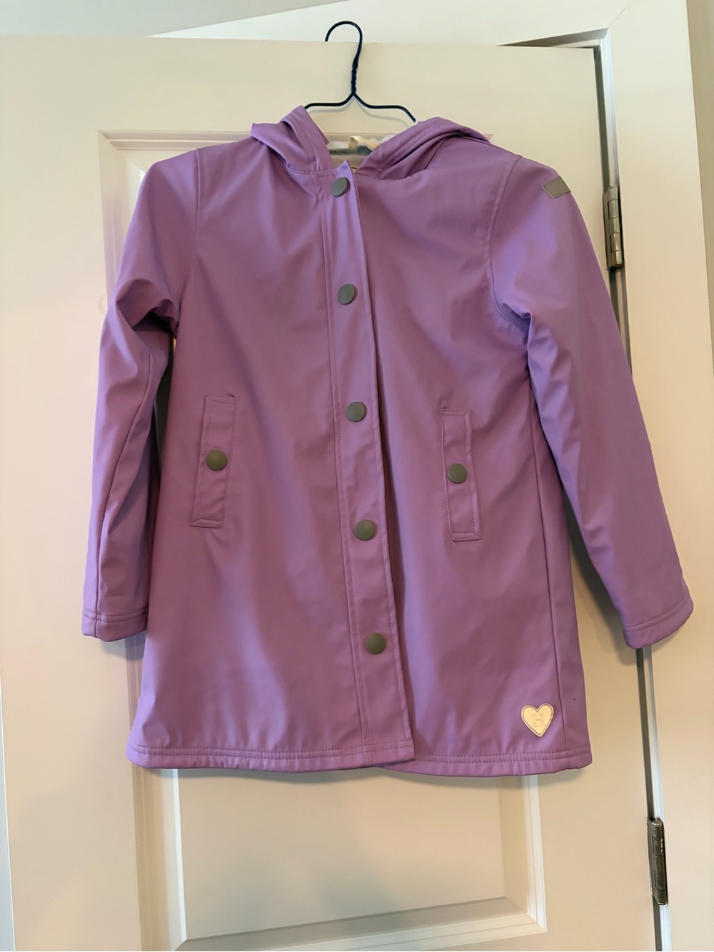 Hatley lined size 12 girls stripes Kids Purple Hooded Raincoat Jacket